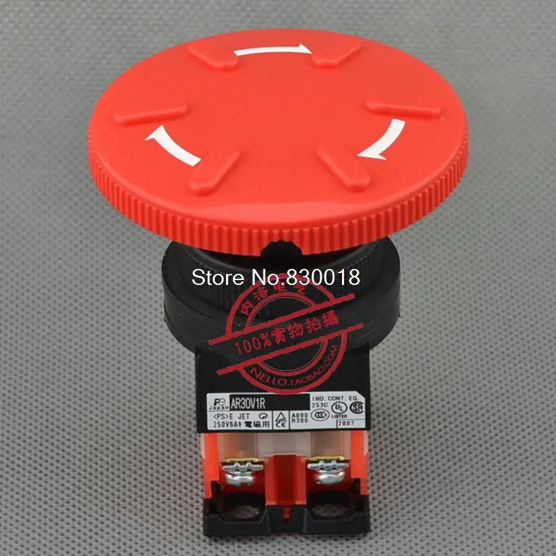 Original FUJI 30mm mushroom head emergency stop button switch 65 AR30V1R-01R AR30V1R-11R AR30V1R-02R AR30V1R-22R --10PCS/LOT