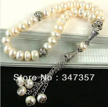 Natural 33 Freshwater Pearl  Beads Prayer beads Islamic Muslim Tasbih Allah  free shipping