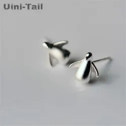 Uini-Tail hot new 925 Tibetan silver cute little penguin earrings Korean fashion tide flow hypoallergenic high quality jewelry