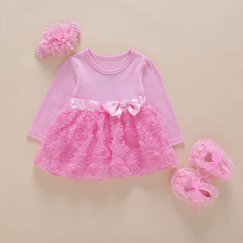 

2019 New Born Baby Girl Princes Dress Newborn dress for 1st Birthday Outfits long sleeve princess baby dress for girl 6 months