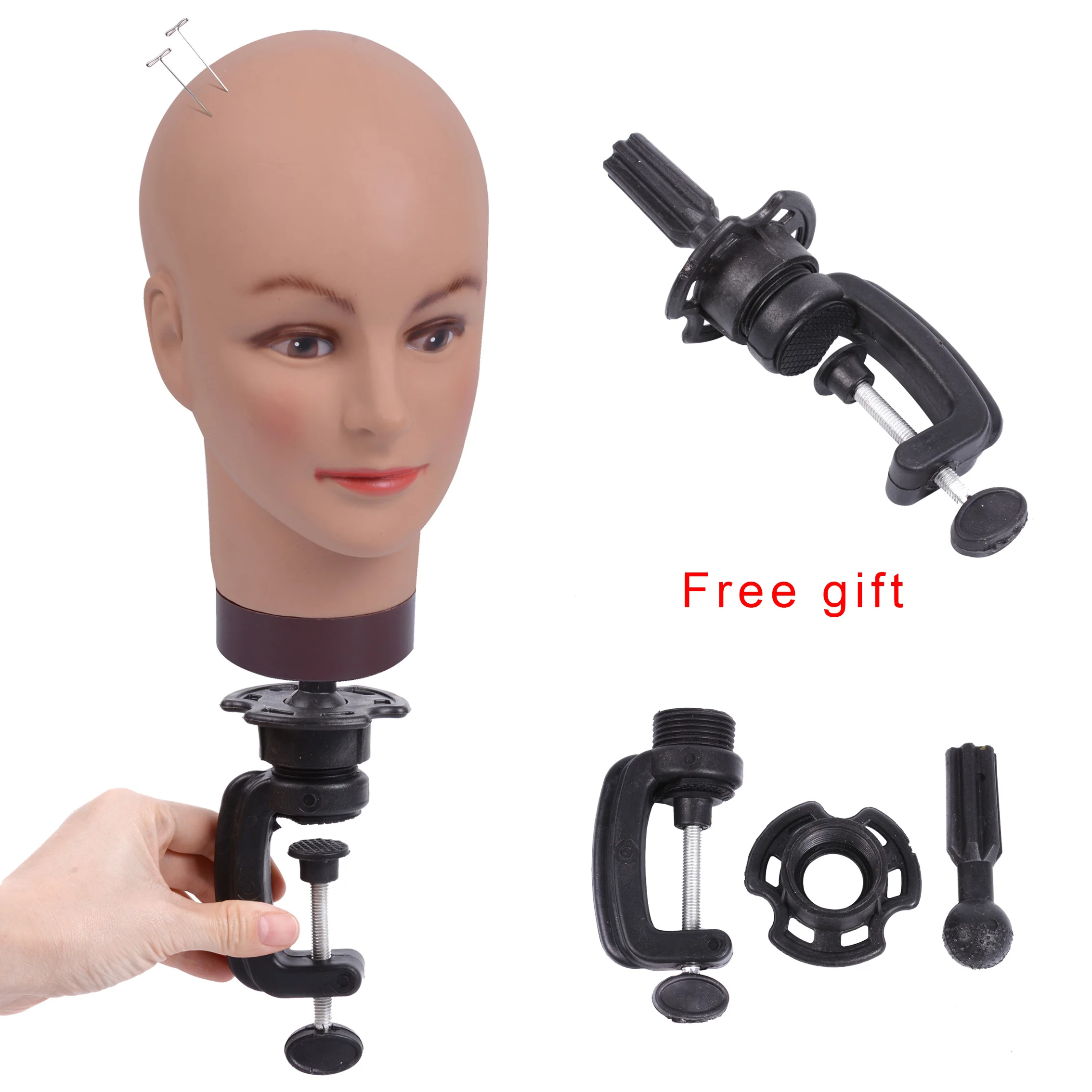 Bald Mannequin หัว Clamp หุ่นนางแบบหญิงสำหรับวิกผมทำหมวก Manikin Head สำหรับ Makeup Practice