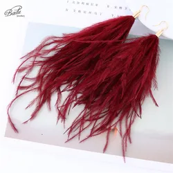 Badu Light Feather Earring Simplicity Women Long Ostrich Feathers Fur 9 Colors Dangle Earrings Jewelry Vintage Fashion Christmas