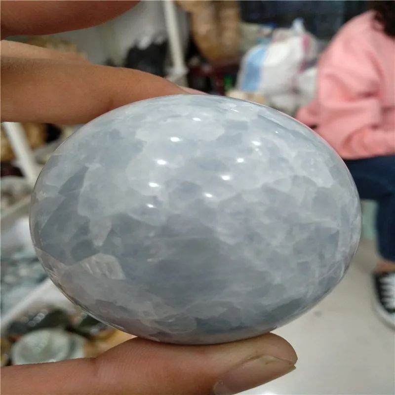 1PC Natural Crystal Blue Celestite Crystal SPHERE BALL HEALING+stand