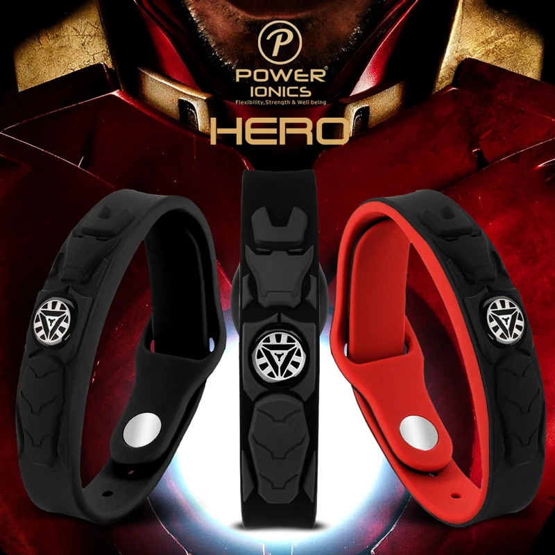 Power Ionics NEW HERO IRONMAN 3000ions/cc 4IN1 Anions Titanium Germanium F.I.R Sports Bracelet Wristband