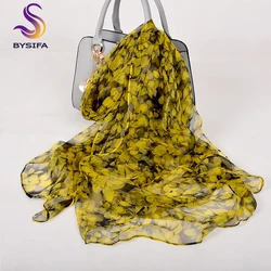 Bufanda de seda para mujer, pañuelo para la cabeza, marca de lujo, color amarillo y negro, para cubrir la playa, para primavera y otoño, 2018