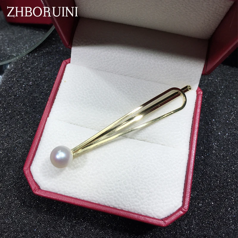 ZHBORUINI Fashion Natural Freshwater Pearl Hair Clip for Woman and Girl Retro Hair Accessories Hairpins Metal Barrette Wholesale