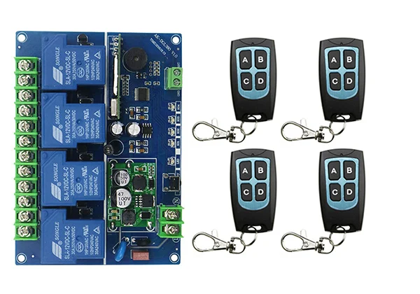 

DC12V 24V 36V 48V 30A 4CH Radio Controller RF Wireless Relay Remote Control Switch Transmitter+ Receiver shutters//Garage Door