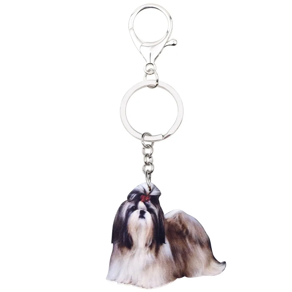 WEVENI Acrylic Original Shih Tzu Dog Key Chains Animal Keychain For Women Girls Female Holder Car Key Charms Kids Gift Drop Ship