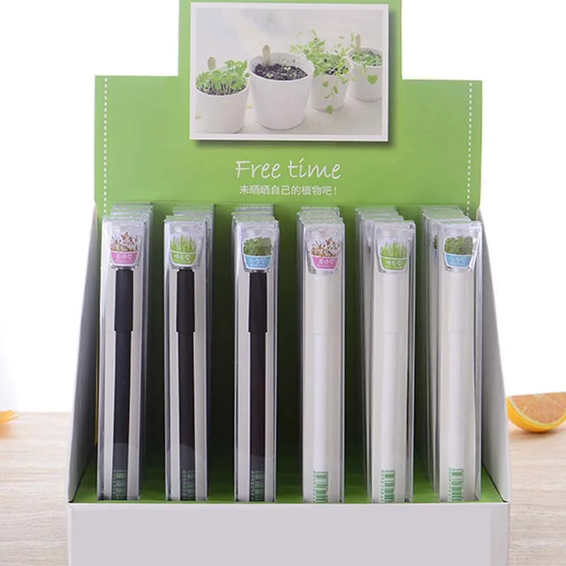 36 pcs/lot Garden Grow Grass Gel Pen Cute 0.5 mm Black Ink Signature pen office School writing Supplies Stationery gift