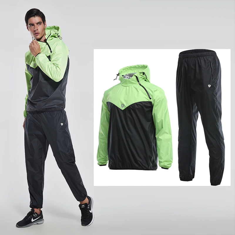 VANSYDICAL Setelan Sauna Hoodies Pullover Pakaian Olahraga Set Pakaian Gym Pria Lari Kebugaran Berat Badan Berkeringat Olahraga Setelan Jogging