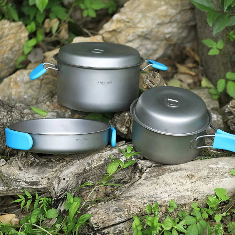 Rover Camel Cookset Outdoor Camping Hiking Backpacking Picnic Cookware Cooking Set 3pcs Pot Pan Ta8501