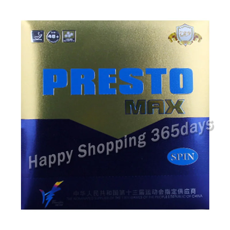 

Friendship 729 PRESTO MAX (2019 New) Spin / Speed (Non-tacky Rubber + Macroporous Sponge) Table Tennis Rubber Ping Pong Sponge