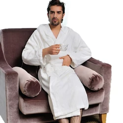 Hooded Bathrobe Men 100% Cotton Hooded  Women Sleepwear Nightgown Towel Fleece Thick Long Soft Autumn Winter White Home Hotel