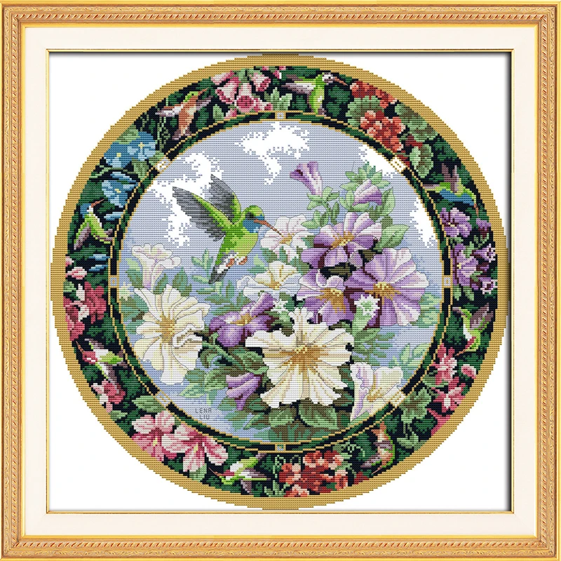 Needlework 14ct 11ct Cross stitch Sets For Embroidery Precise Printed Wreath. The sweet nectar Patterns Counted Cross-Stitching