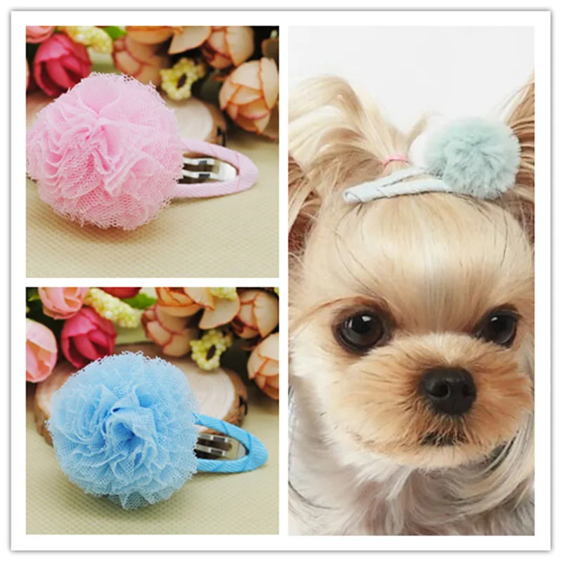 Pets Cat Dog Cute solid color sweet Ball decoration Hairpin springboard princess headdress