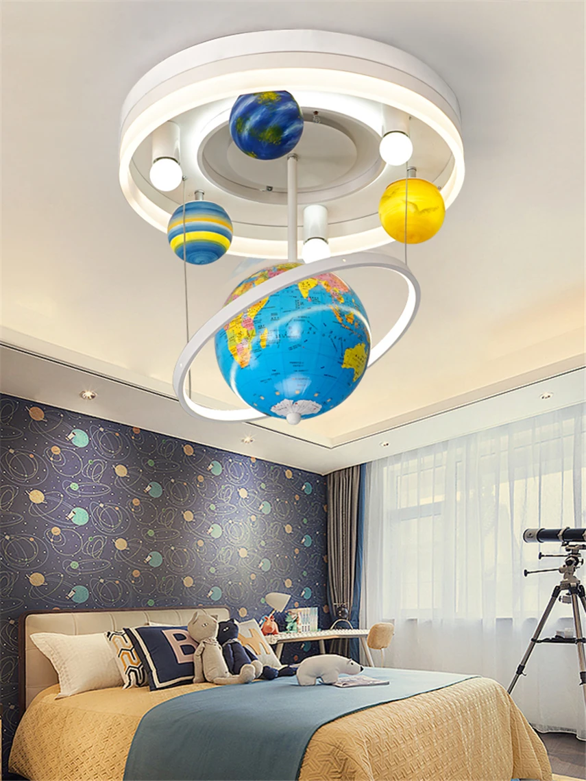 

Nordic Rotation Globe Planet Ceiling Lights Children's Room Boy Bedroom hanging Lamps Decor Lighting Modern Cartoon Fixtures