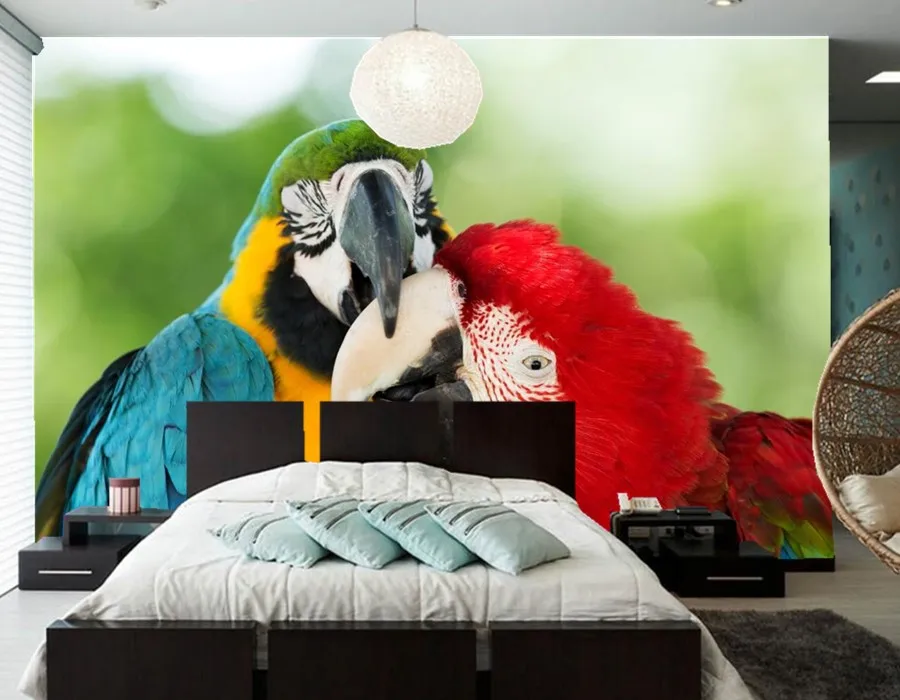 

Custom Birds Parrots Two Beak Animals photo 3d wallpaper papel de parede,living room sofa TV wall bedroom wallpaper 3d mural