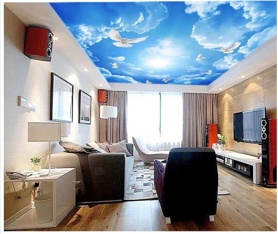 

Home Decoration blue sky 3d ceiling custom 3d mural ceiling tv backdrop custom ceiling murals wallpapr 3d stereoscopic