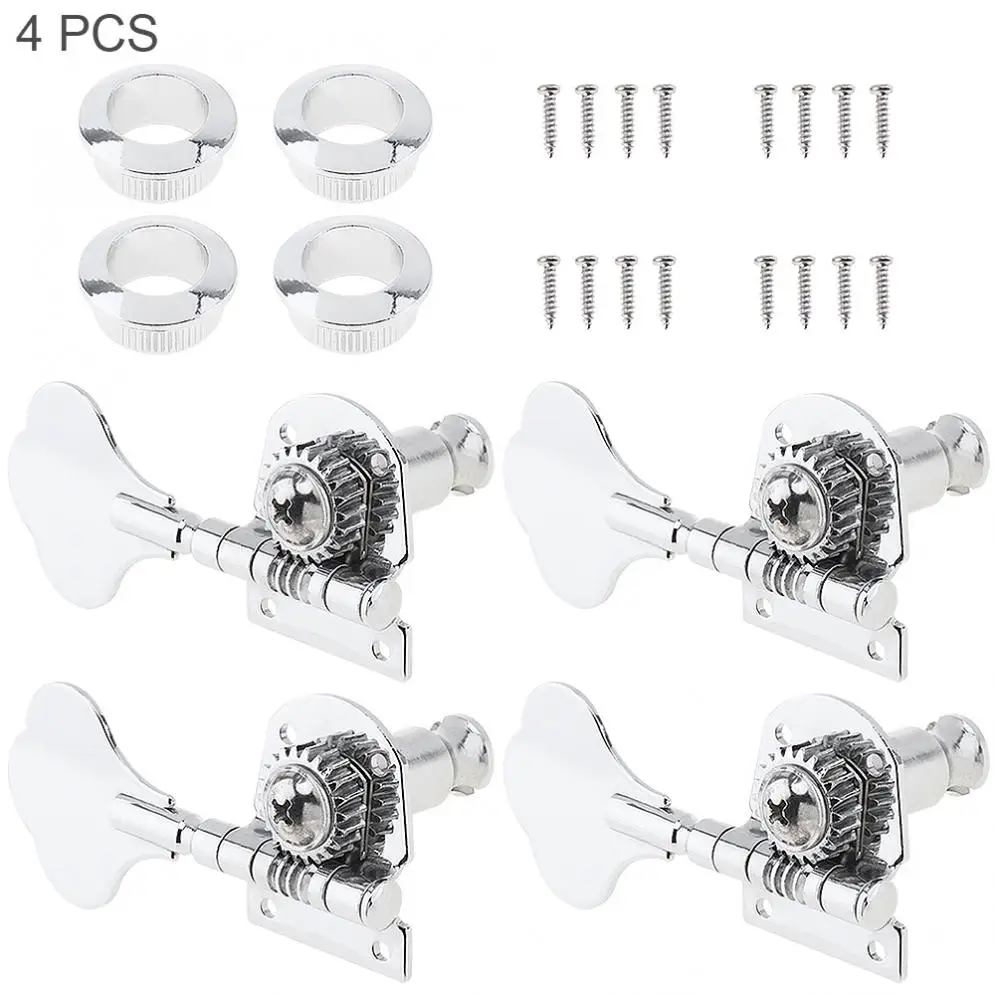 4pcs Silver Bass Tuning Pegs Tuner 4R Open Type Machine Head for Electric Bass  Jazz