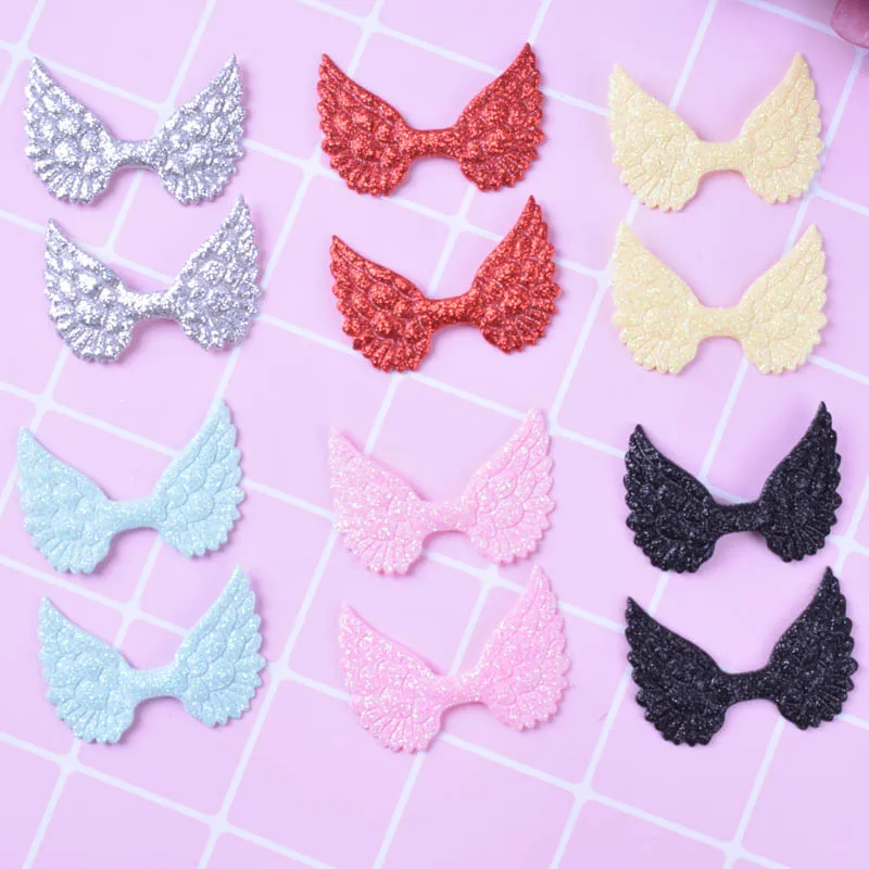 50pcs/lot Mini Angel Wings Glitter Felts For Kids Hair Bow Headbands Children Birthday Festive Hair Bands Girls Hair Accessories