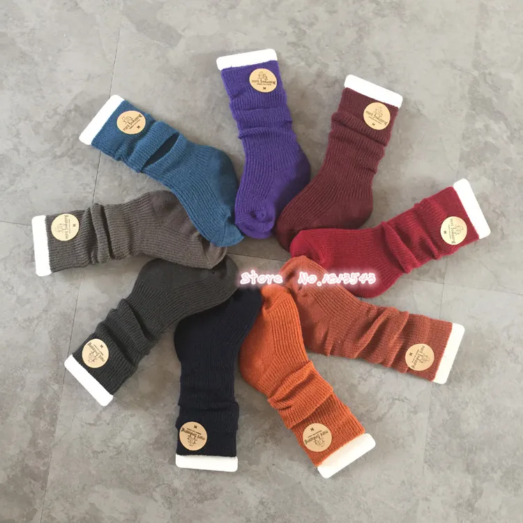 One Pairs 2-4Y 4-6Y Fashion Kids Boy and Girl Winter Slouch Socks Children Thick Warm Cotton Socks Baby Sock Solid Color Unisex