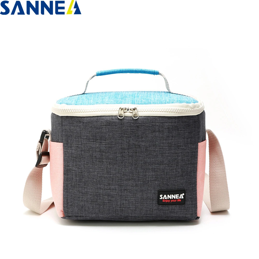 SANNE 5L Cooler Bag Thermal Insulated Waterproof Polyester Oxford Thickened Insulated Ice Bag Portable Shoulder Strap PEVA Inner