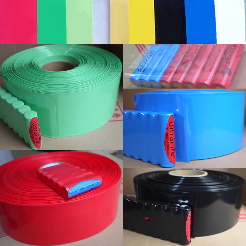 10M Red Orange Green Yellow 23mm Width 14.5mm Dia Protect DIY AA Battery Sleeve Pack Insulation PVC Heat Shrink Shrinkable Tube