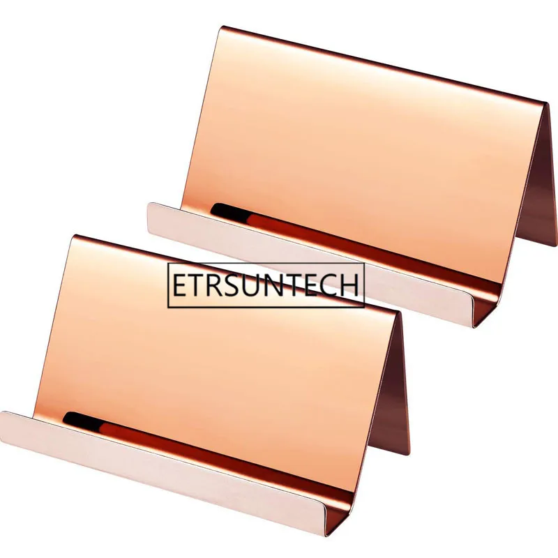 100pcs Stainless Steel Business Cards Holders Desktop Card Display Business Card Rack Organizer Rose Gold Silver