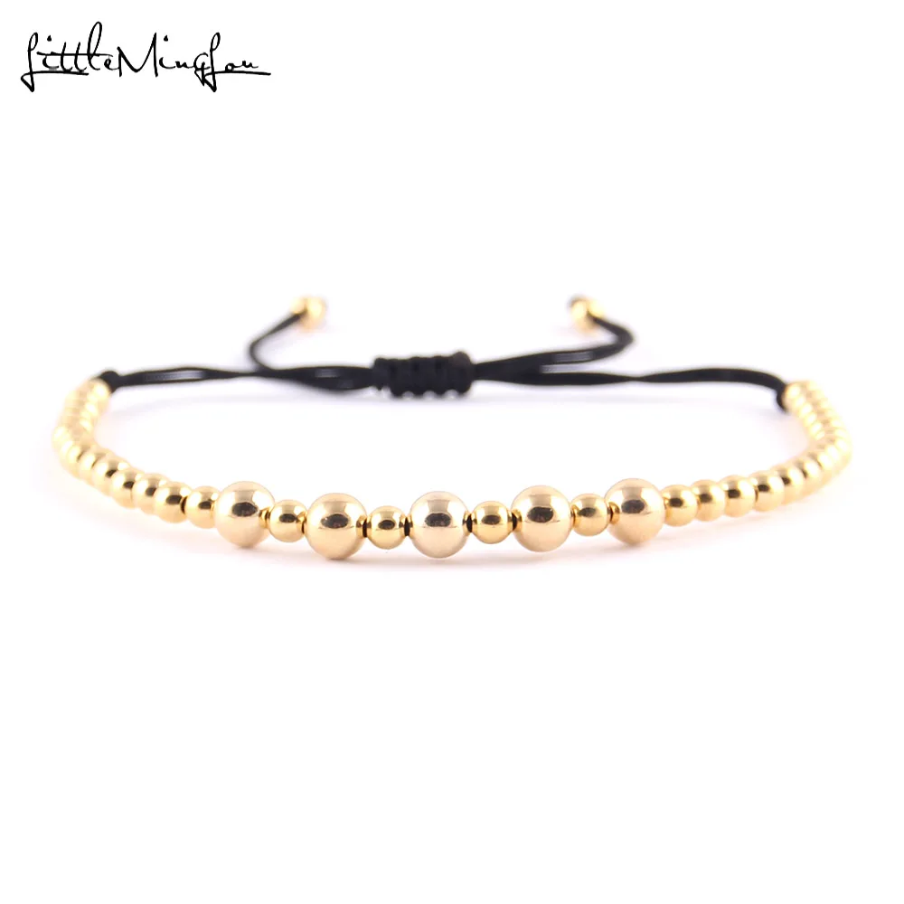 Fashion Copper Beads Couple Bracelet For Lovers Handmade Braided Macrame Men Bangles For Women Party Gift Jewelry