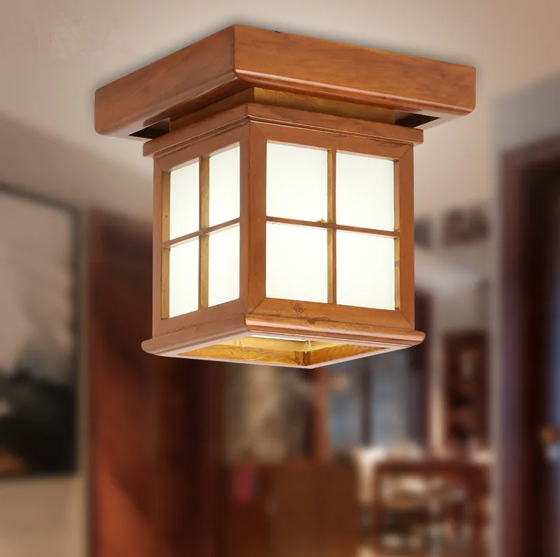 

Chinese style antique wood art ceiling lights Rural brief white/yellow E27 Led lamp for porch&stairs&pavilion&tearoom MYR058