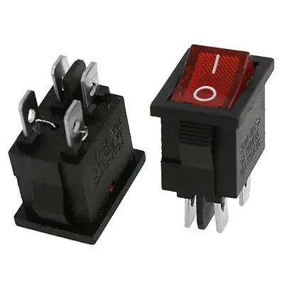 100 pcs 4 Pin AC 6A/250V 10A/125V Power Red Indicating DPST ON/OFF 2 Position Boat Rocker Switch