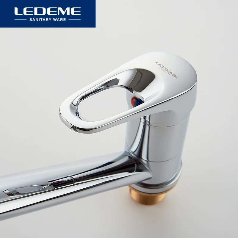 LEDEME Classic Style Kitchen Faucet Solid Brass Single Handle Cold and Hot Water Tap 360 Degree Rotation L4913