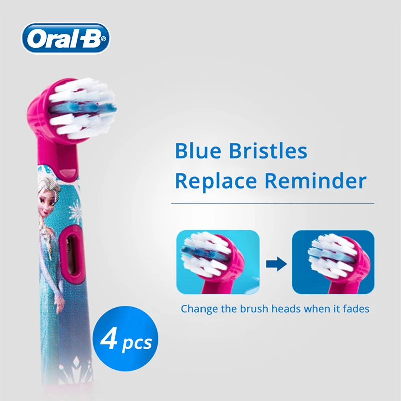 Oral B Kids Replacement Brush Heads 2/4 Pcs Elsa Extra Soft Bristles for Most Oral B kids Electric Toothbrushes