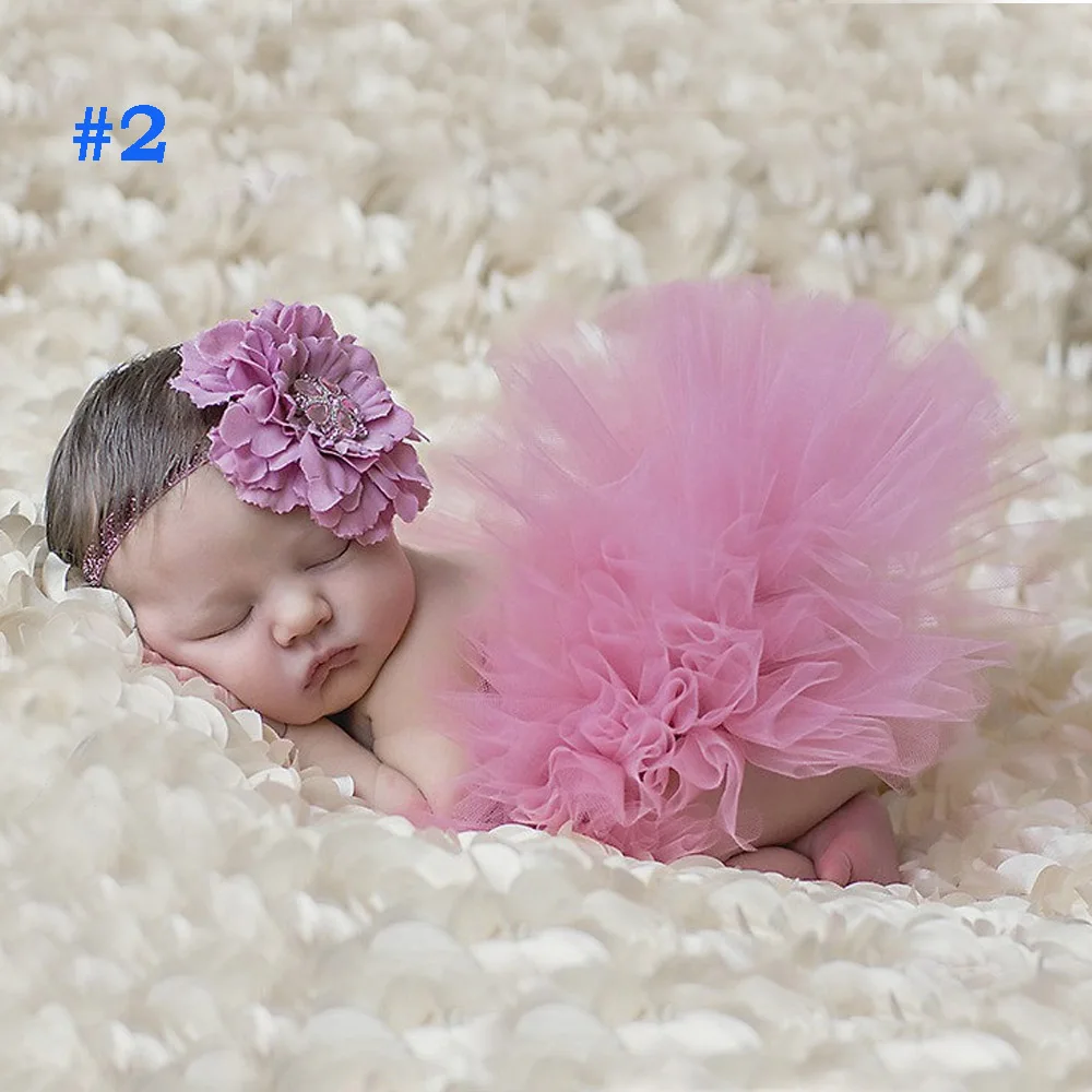 10 Colors Beautiful Baby Tutu Skirt with Flower Headband Fashion Newborn Photograph Prop Tutu and Headband TS025