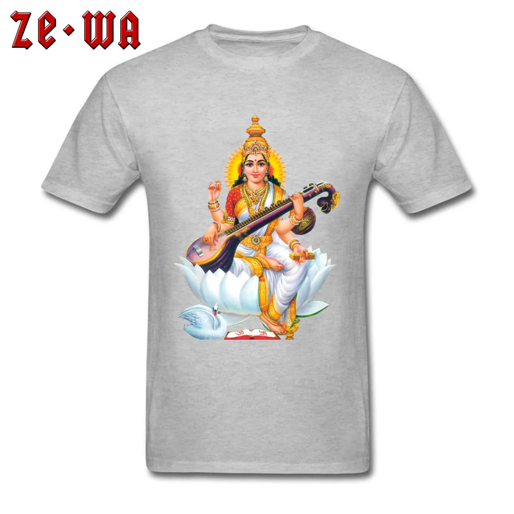 Saraswati T-shirt God Printed On Men T Shirt Custom Design Adult Clothes Plus Size Black Tops & Tees Indian Hinduism Designer