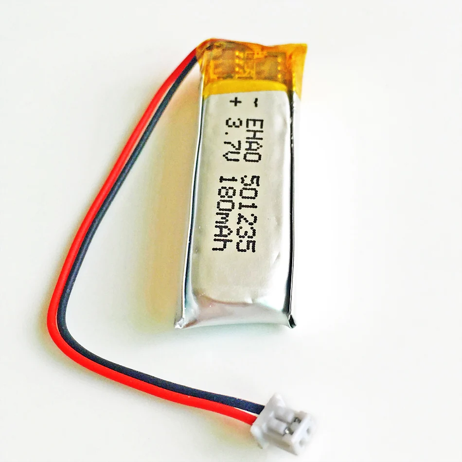 10 szt. 3.7V 180mAh litowo-polimerowa LiPo akumulator 501235 + wtyk JST 1.25mm 2Pin do Mp3 Bluetooth GPS rejestrator PSP