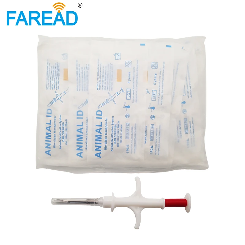 Free Shipping RFID Microchip Injector Implant FDX-B 134.2Khz ISO11784/5 2.12*12mm Pet ID Animal syringe with ICAR Number