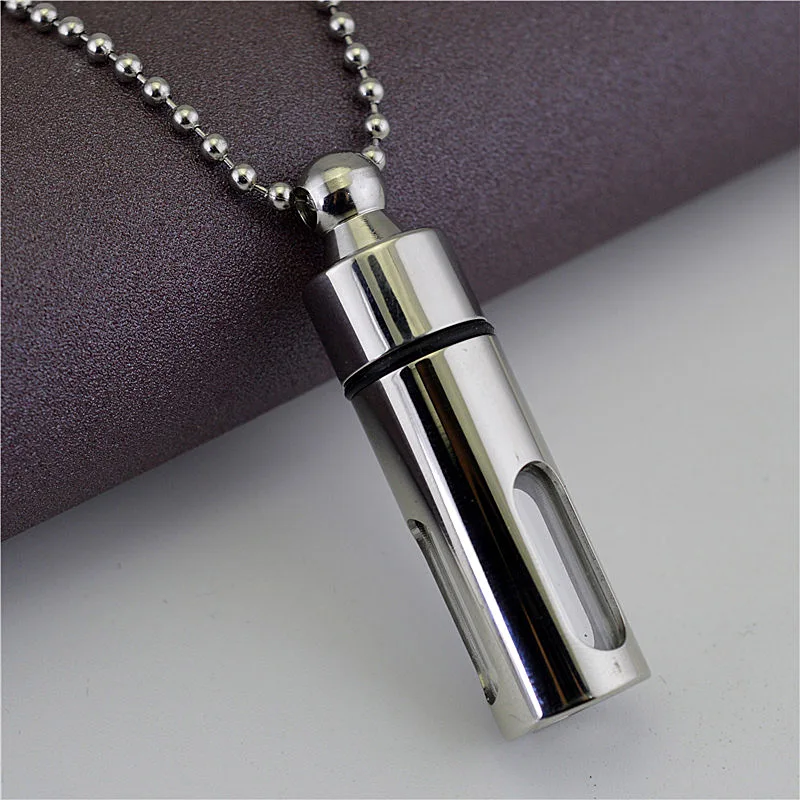 New Fashion Titanium Storage Bottle Perfume Bottles Necklace Glass Cylinder Tube Ashes Urn Lover Cremation Keepsake Jewelry