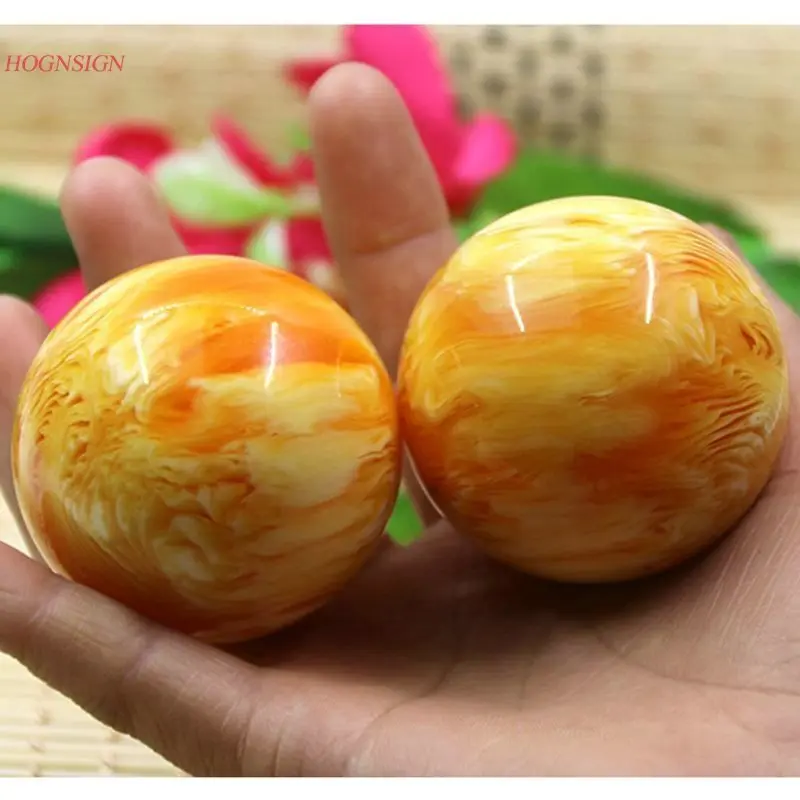 Natural resin handball health care ball imitation beeswax amber fitness ball middle and long life ball play piece rehabilitation