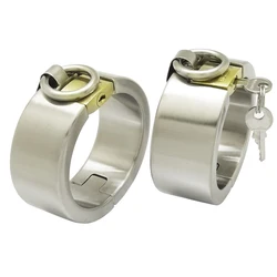 acechannel Brushed stainless steel wrist ankle cuffs with padlock bondage restraint set handcuffs