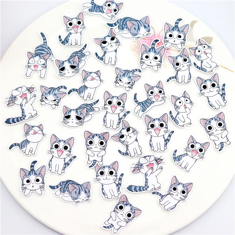 32pcs Creative Cute Self-made Sweet cat stickers  Scrapbooking Stickers /Decorative Sticker /DIY Craft Photo Albums/Face