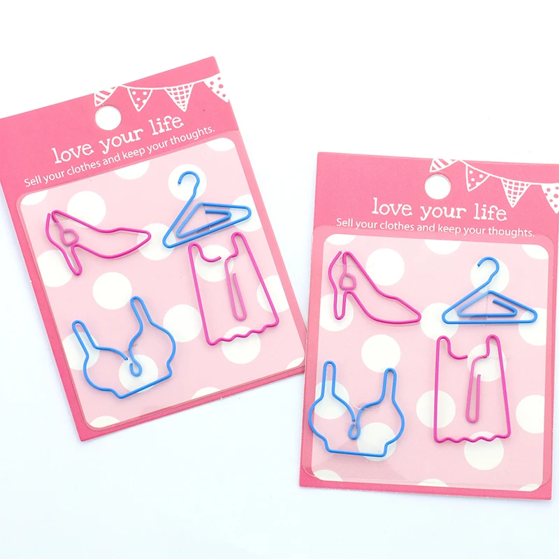 TUTU Modellering Paperclips Hoge hakken hangers kleren Drop Shape blauw rood Gekleurde Bookmark Memo Clip H0111