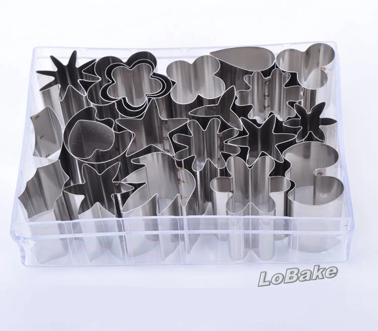 (1 set/lot) 21 pcs/set Latest high quality stainless steel cookie biscuit cutter moldes for fondant cake DIY baking supplies