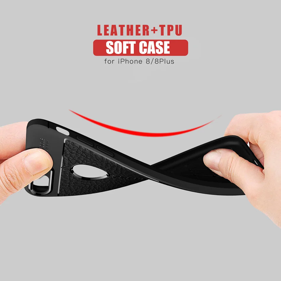 KOLPLER soft  Cases for iphone 8 Plus case cover silicone black cover for iphone se 8 8Plus case luxury Litchi Leather phone bag