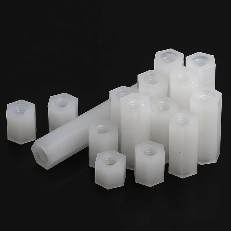 1000pcs M3*5 M3x5 Nylon Standoff Spacer PCB Female Column Flat Head Double Pass Nylon Plastic Thread Screws Hex Long Nuts