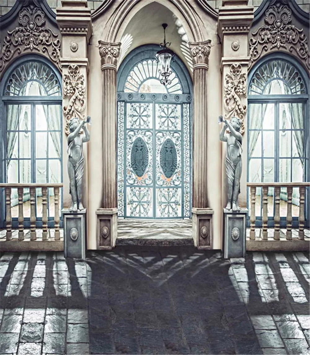 

European Architecture Wedding Photography Backgrounds Marble Floor Bright Windows Vintage Palace Studio Photo Booth Backdrops