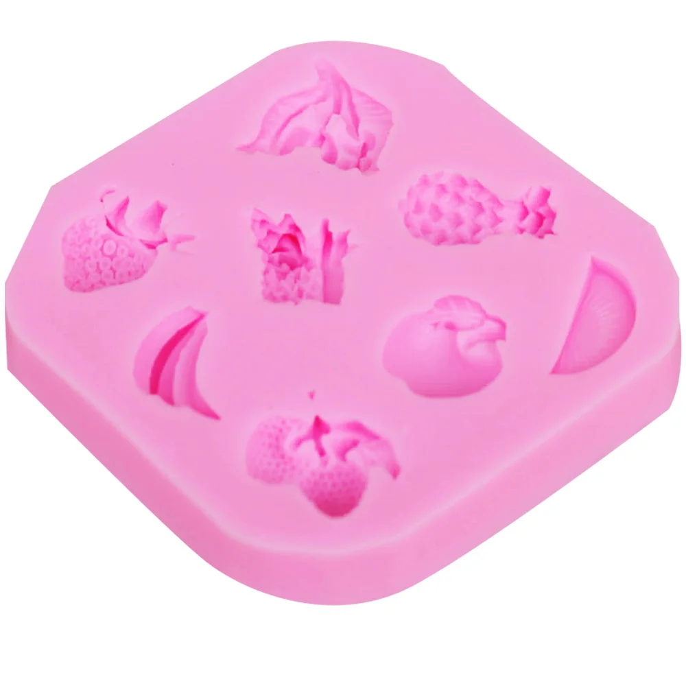 M279 Pineapple Banana Strawberry Cherry Apple Kiwi Fruit Chocolate Cake Decorating Tools DIY Fondant Silicone Mold
