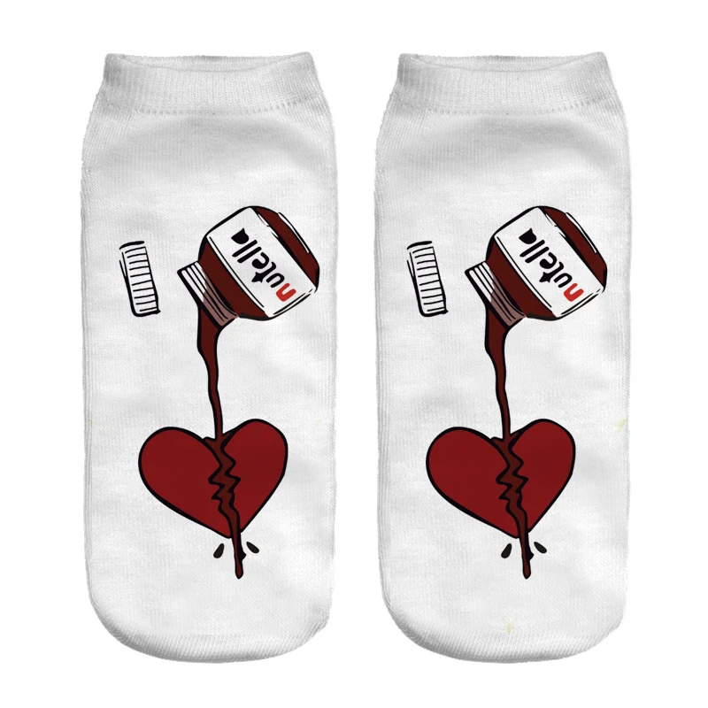 nutella funny socks  3D  Printed short  femme cute  korean socks