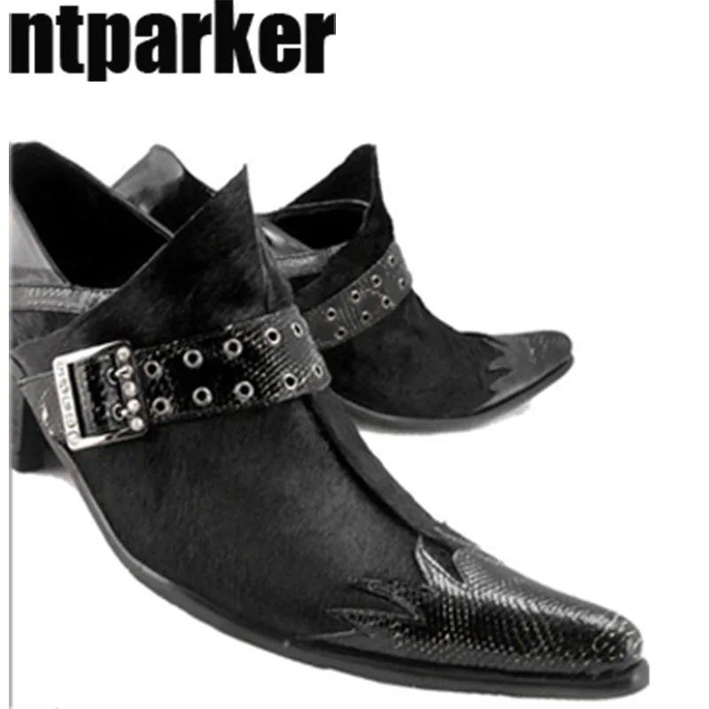 ntparker Formal Leather Dress Shoes Men 6.5cm High Heels Pointed Toe Fashion Men Shoes Black Business Shoes Leather Zapatos Homb