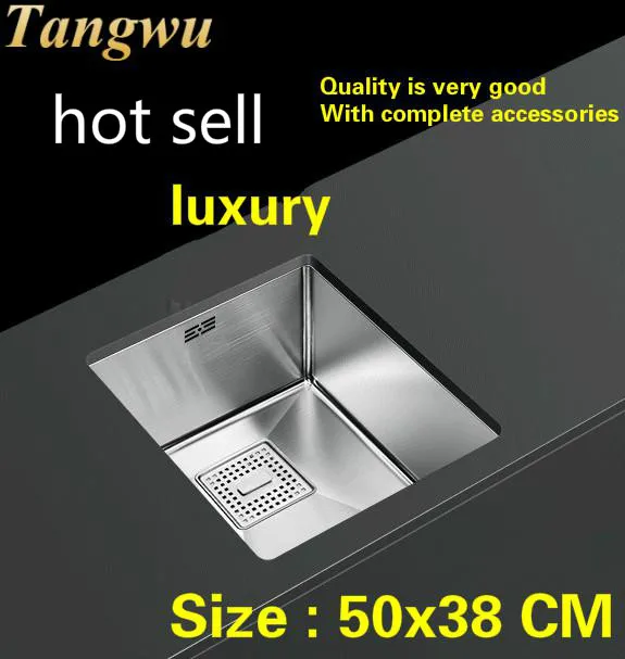 

Free shipping Hot sell luxury trumpet kitchen manual sink single trough do the dishes 304 food grade stainless steel 50x38 CM